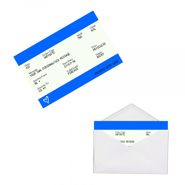 Personalised BLUE Train Ticket Metal Wallet / Purse Sentimental Card